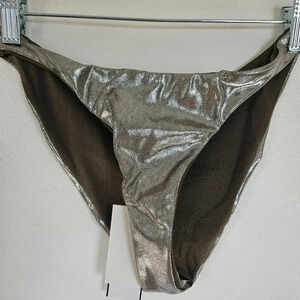 Good American better bikini bottoms reversible‎ metallic olive green size 2 NWT